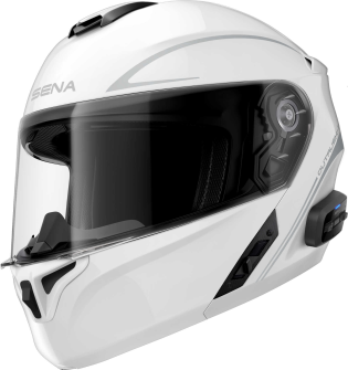 OUTRUSH R - Smart Motorrad-Klapphelm (ECE22.06) - weiss glanz (M)
