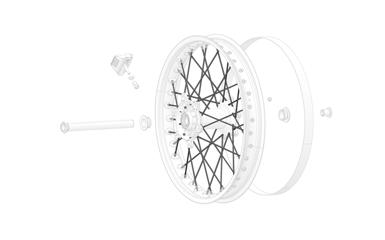 "Rear wheel spokes for 19"""